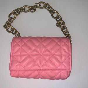 Baby Pink Zara Quilted Mini Purse with Gold Hardware